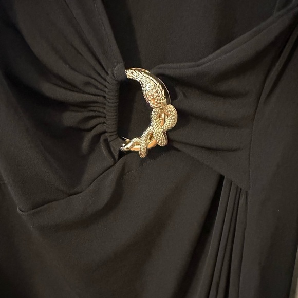 Charter Club Women's Black Ruched Gold Snake Clasp Dress Petite Large Cocktail - Picture 3 of 4